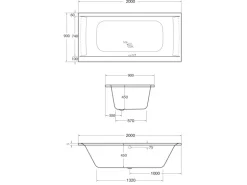 Ottofond Whirlpool-Komplettset Rosa 200x90 cm Weiß mit Wassereinlauffunktion