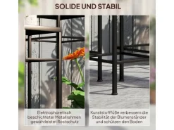 Outsunny Blumenständer-Set Metall Fliesen Blau 28L x 28B x 71H cm