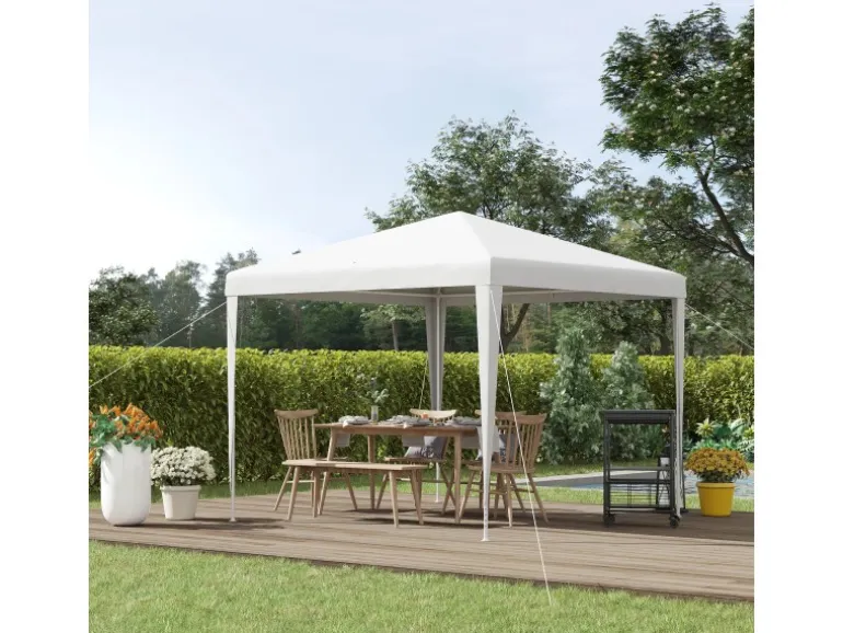 Outsunny Pavillon Stahl PE Weiß 270L x 270B x 254H cm