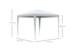 Outsunny Pavillon Stahl PE Weiß 270L x 270B x 254H cm