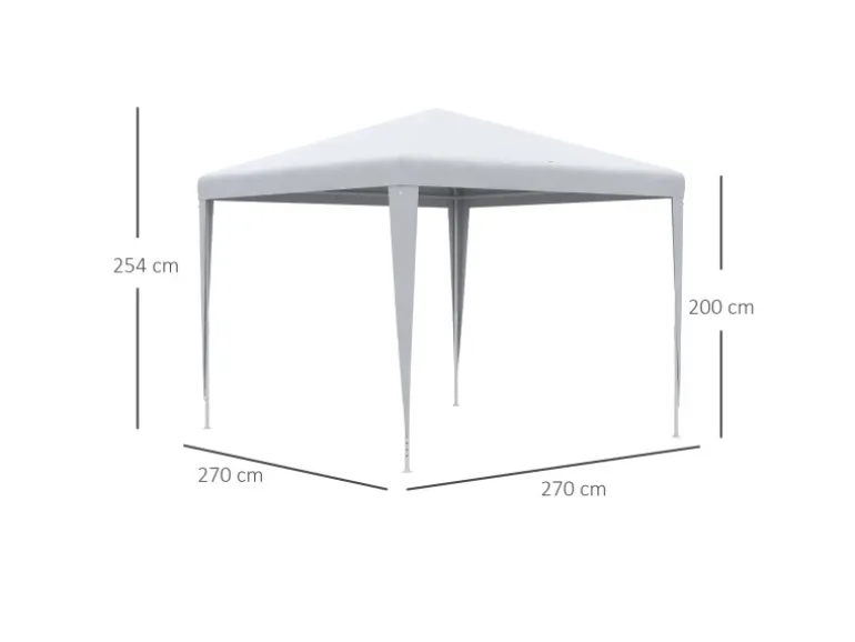 Outsunny Pavillon Stahl PE Weiß 270L x 270B x 254H cm