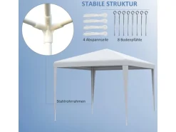 Outsunny Pavillon Stahl PE Weiß 270L x 270B x 254H cm
