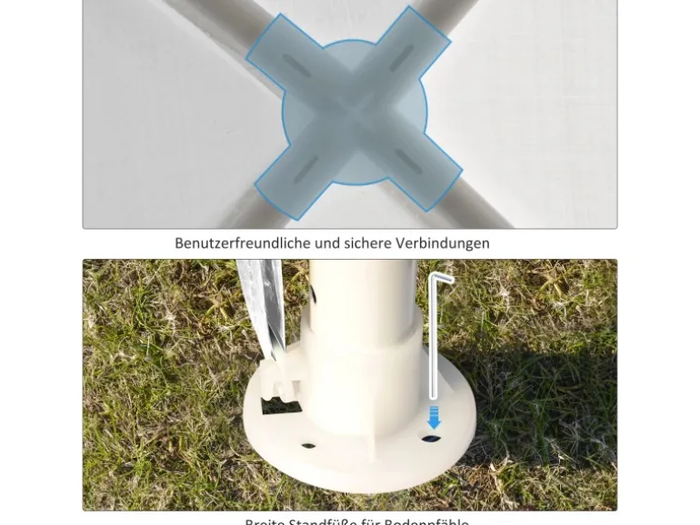 Outsunny Pavillon Stahl PE Weiß 270L x 270B x 254H cm