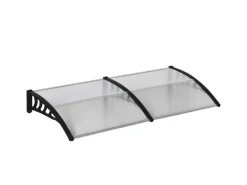 Outsunny Pultvordach Vordach für Haustür 200 x 96 x 27 cm mit UV Schutz Schwarz