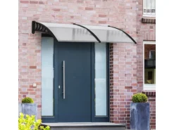 Outsunny Pultvordach Vordach für Haustür 200 x 96 x 27 cm mit UV Schutz Schwarz