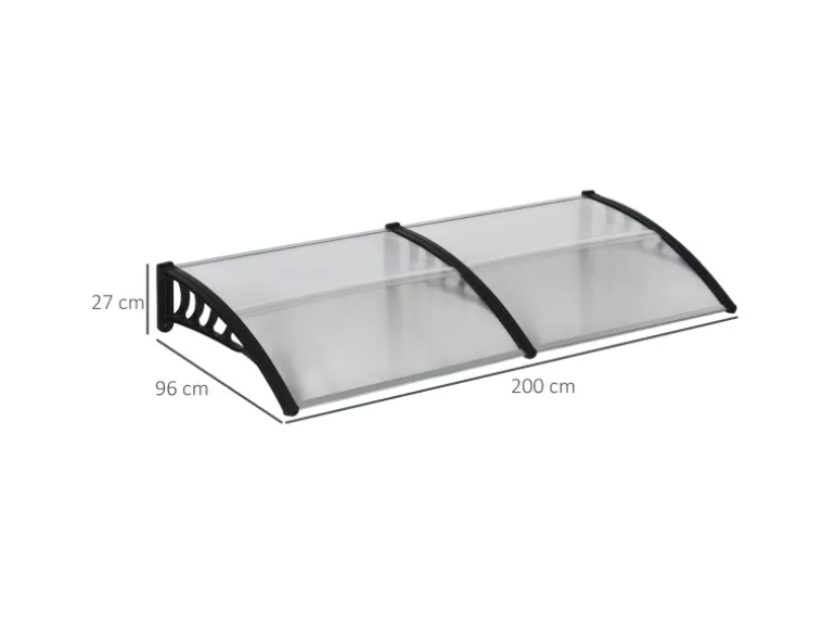 Outsunny Pultvordach Vordach für Haustür 200 x 96 x 27 cm mit UV Schutz Schwarz