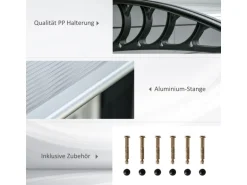 Outsunny Pultvordach Vordach für Haustür 200 x 96 x 27 cm mit UV Schutz Schwarz