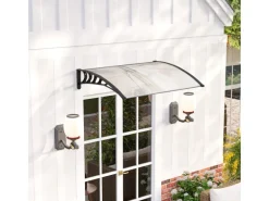 Outsunny Vordach Polycarbonat Aluminium Weiß 89L x 122B x 24H cm