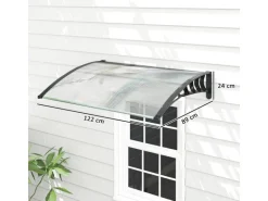 Outsunny Vordach Polycarbonat Aluminium Weiß 89L x 122B x 24H cm