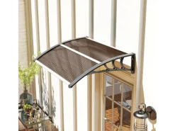 Outsunny Vordach Pultvordach Braun