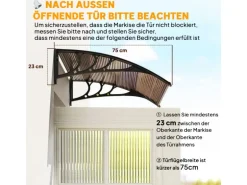 Outsunny Vordach Pultvordach Braun