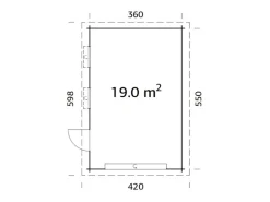 Palmako Garage Rasmus m. Sektionaltor 360 x 550 cm Lackiert Grau-Weiß FSC®