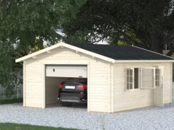 Palmako Garage Roger mit Sektionaltor 450 x 550 cm Lackiert Grau-Weiß FSC®