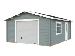 Palmako Garage Roger mit Sektionaltor 450 x 550 cm Lackiert Grau-Weiß FSC®