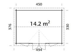 Palmako Gartenhaus Claudia 450 x 330 cm Naturbelassen FSC®