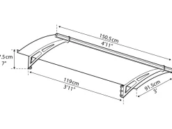 Palram - Canopia Vordach Aquila 17,5 cm x 150,5 cm x 91,5 cm Grau