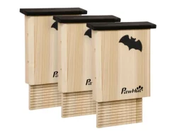 PawHut Fledermauskasten 3er-Set zum Aufhängen Tannenholz 25 x 6 x 37,5 cm Natur