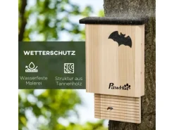 PawHut Fledermauskasten 3er-Set zum Aufhängen Tannenholz 25 x 6 x 37,5 cm Natur