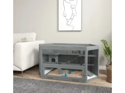 PawHut Hamsterkäfig Tannenholz PS-Plexiglas Grau 115L x 60B x 55H cm