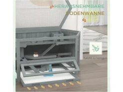 PawHut Hamsterkäfig Tannenholz PS-Plexiglas Grau 115L x 60B x 55H cm
