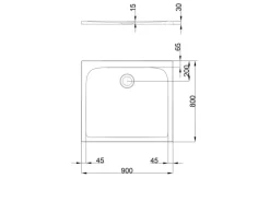 pianura Duschwanne Emilia mineral 90 x 80 x 3 cm