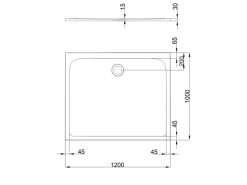 pianura Duschwanne Emilia mineral 120 x 100 x 3 cm