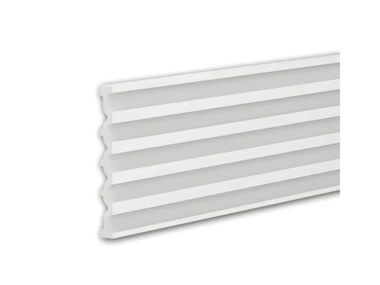 PROFHOME 659802 3D Wandpaneel Wandvertäfelung Akustikpaneel Stuckleiste 2 m 200 cm x 2,5 cm x 25,1 cm Weiß