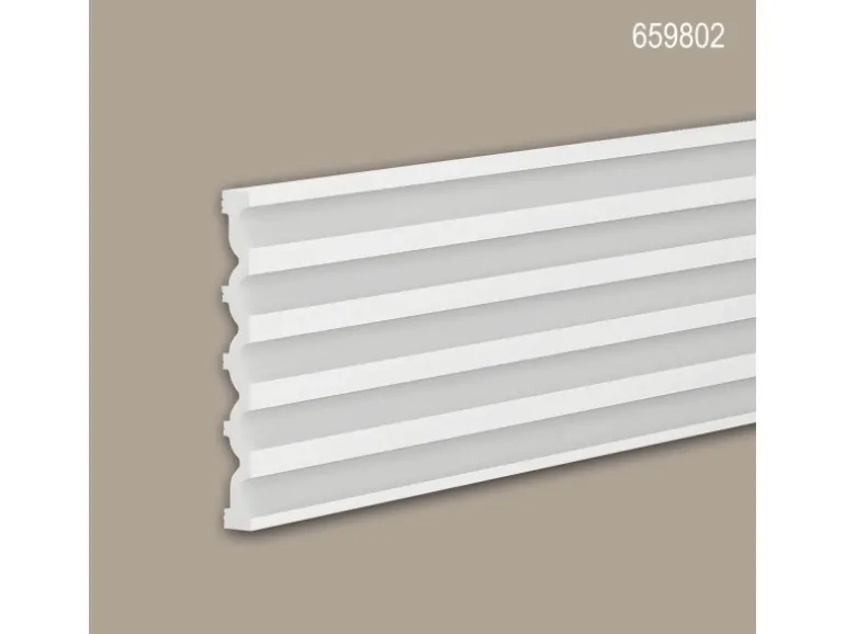 PROFHOME 659802 3D Wandpaneel Wandvertäfelung Akustikpaneel Stuckleiste 2 m 200 cm x 2,5 cm x 25,1 cm Weiß