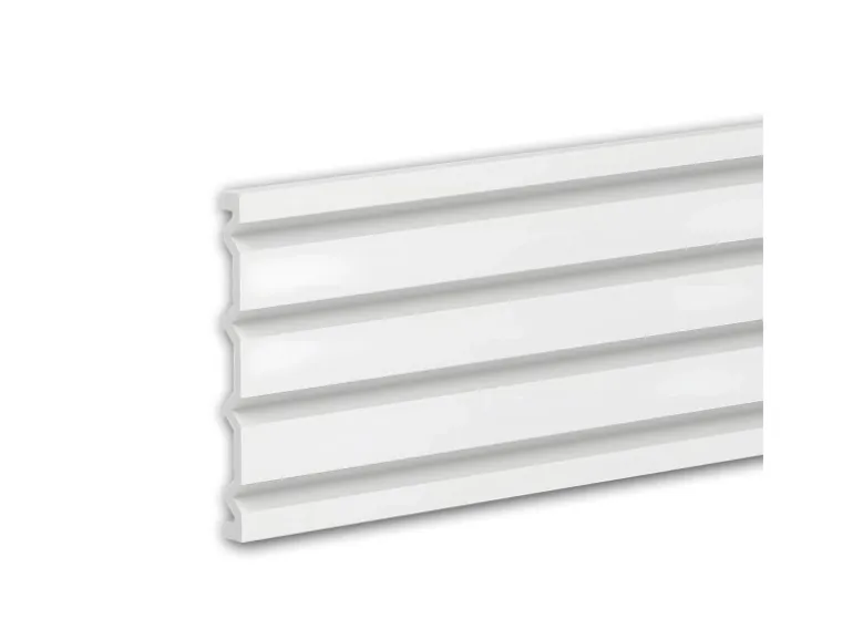 PROFHOME 659806 3D Wandpaneel Wandvertäfelung Akustikpaneel Stuckleiste 2 m 200 cm x 2 cm x 24 cm Weiß