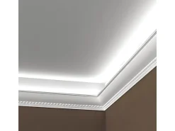 PROFHOME 150208 Eckleiste Zierleiste für indirekte Beleuchtung Stuckleiste 2 m 200 cm x 7 cm x 7 cm Weiß