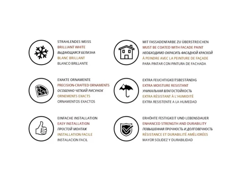 PROFHOME 475211 Halbbalustrade Eckpfosten Außenstuck Balustrade Fassaden Element 18 cm x 9 cm x 102 cm Weiß