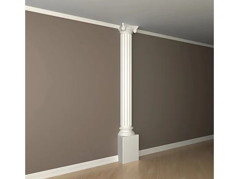 PROFHOME 115003 Halbsäulen Kapitell Säule Zierelement Stuckdekor 39,2 cm x 17,0 cm x 19,4 cm Weiß