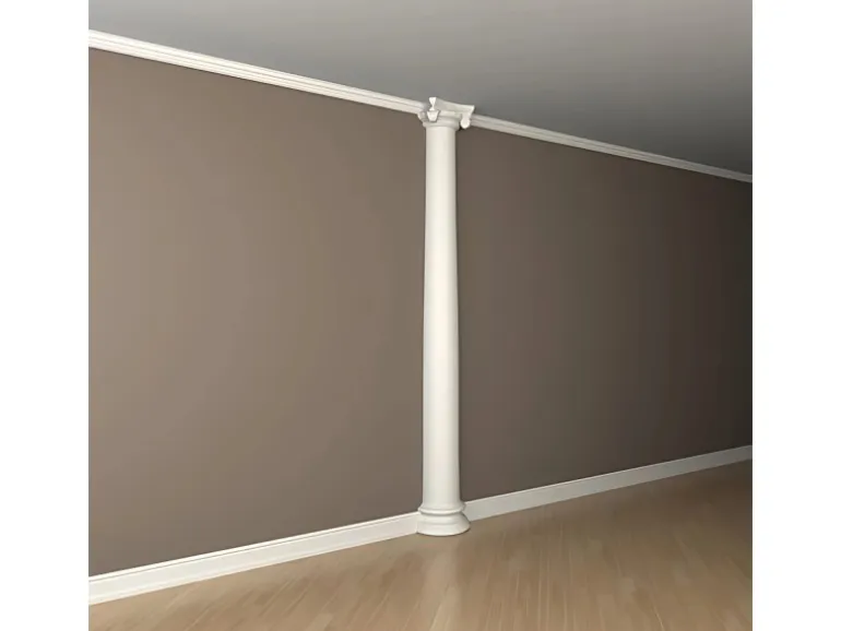 PROFHOME 115003 Halbsäulen Kapitell Säule Zierelement Stuckdekor 39,2 cm x 17,0 cm x 19,4 cm Weiß