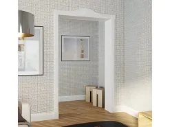 PROFHOME 154003 Pediment Türumrandung Stuckdekor aus Polyurethan 126,5 cm x 19,5 cm x 2,6 cm Weiß