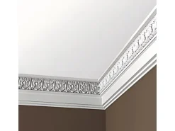 PROFHOME 154003 Pediment Türumrandung Stuckdekor aus Polyurethan 126,5 cm x 19,5 cm x 2,6 cm Weiß