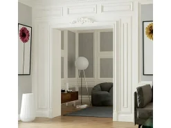 PROFHOME 154014 Pediment Türumrandung Stuckdekor aus Polyurethan 149,5 cm x 24,3 cm x 6,6 cm Weiß