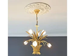 PROFHOME 156020 RoSette aus Polyurethan DeckenroSette Zierelement 47,0 cm 47,0 cm x 4,1 cm Weiß