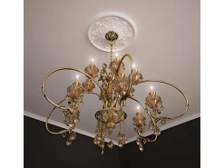 PROFHOME 156030 RoSette aus Polyurethan DeckenroSette Zierelement 39,5 cm 39,5 cm x 3,7 cm Weiß