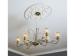 PROFHOME 156041 RoSette aus Polyurethan DeckenroSette Medaillon 78,5 x 54,4 cm 78,5 cm x 4,8 cm Weiß