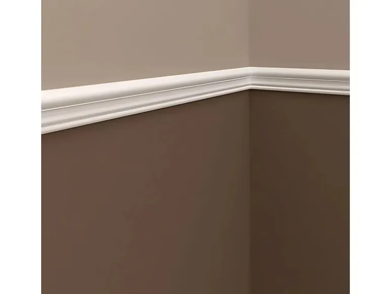 PROFHOME 651400 Wandleiste Stuckleiste Zierleiste Friesleiste Stoßfest 2 m 200 cm x 1,6 cm x 4,4 cm Weiß