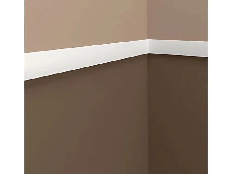 PROFHOME 651362 Wandleiste Stuckleiste Zierleiste Friesleiste Stoßfest 2 m 200 cm x 1,0 cm x 4,6 cm Weiß