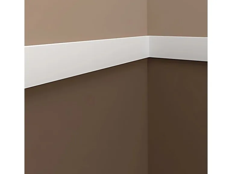 PROFHOME 651363 Wandleiste Stuckleiste Zierleiste Friesleiste Stoßfest 2 m 200 cm x 1,3 cm x 7,0 cm Weiß