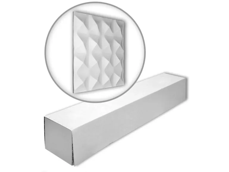 PROFHOME 159003-Box 3D Wandpaneele 1 Karton Set mit 4 Paneelen 1,44 m2 Weiß