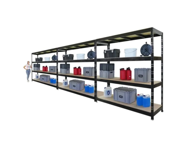 PROREGAL Mega Deal 3x Profi Schwerlastregal Rhino HxBxT 200x200x60cm 4 Spanplatten-Ebenen 16mm Fachlast 500kg Schwarz