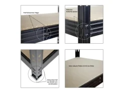 PROREGAL Mega Deal 3x Profi Schwerlastregal Rhino HxBxT 200x200x60cm 4 Spanplatten-Ebenen 16mm Fachlast 500kg Schwarz