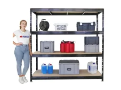 PROREGAL Mega Deal 3x Profi Schwerlastregal Rhino HxBxT 200x200x60cm 4 Spanplatten-Ebenen 16mm Fachlast 500kg Schwarz