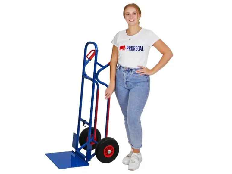 PROREGAL Sackkarre RAGNAR mit XXL Klappbarer Schaufel HxBxT 117 x 62,5 x 62 cm Tragkraft 250kg Stahl Blau