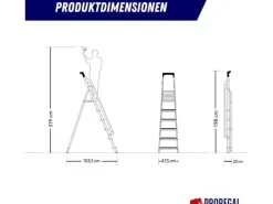 PROREGAL Stufenstehleiter mit Werkzeugablage & Handlauf Economy Basic Einseitig Begehbar 6 Stufen Arbeitshöhe 3,19 m Traglast 150 kg