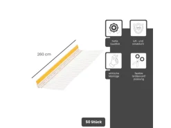 Protektor Anputzleiste 50x 260cm x 9mm PVC Weiß Schutzlippe mit Gewebe