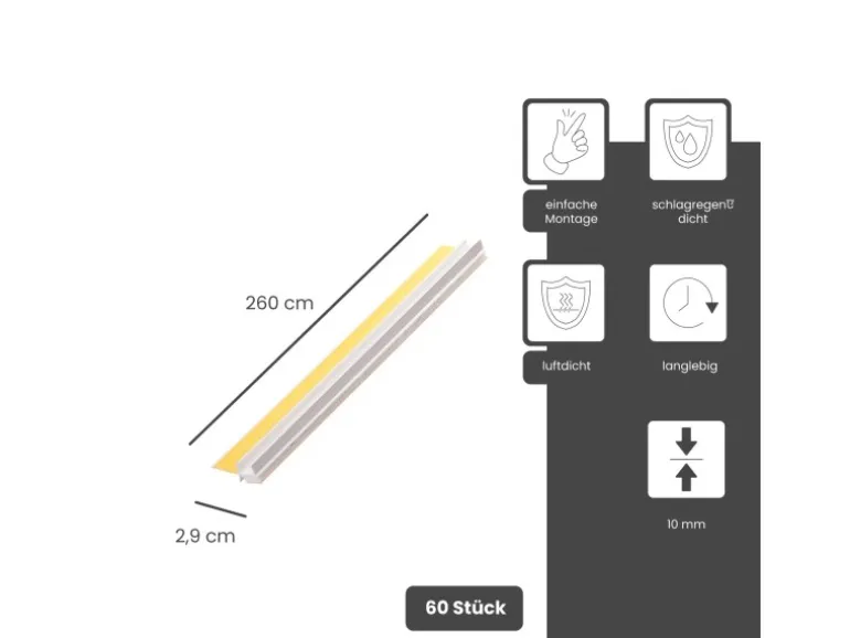 Protektor Anputzleiste 60x 260cm PVC Weiß mit 10mm Schutzlippe für Putzanschluss